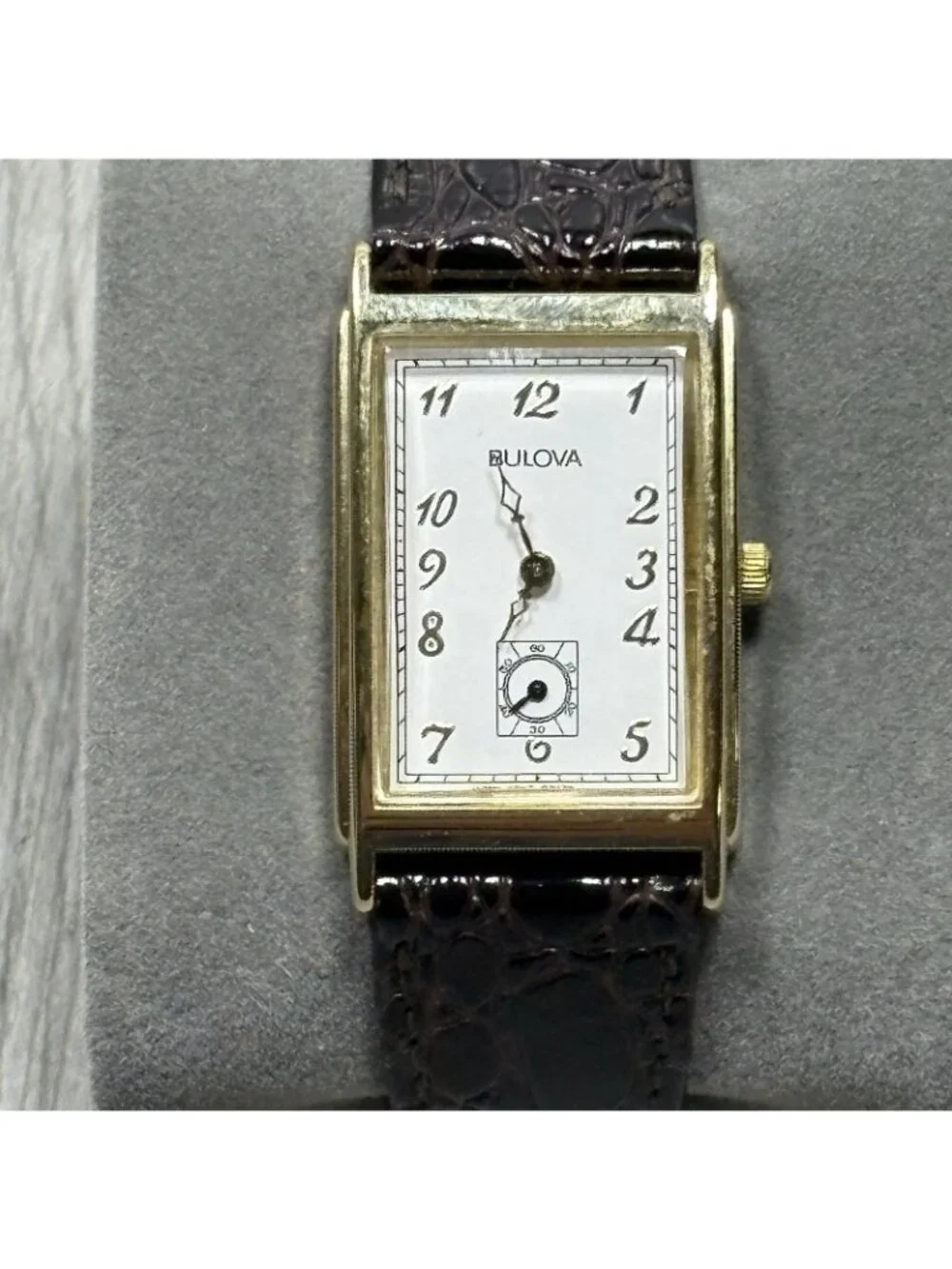 Vintage Bulova Watch Co Men's Watch Black Leather Band - Needs Battery